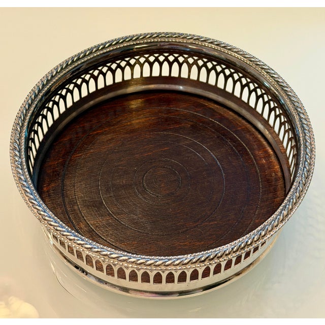 Silver Vintage Silver Plate Bullseye Wine Coaster With Gallery Edge For Sale - Image 8 of 12