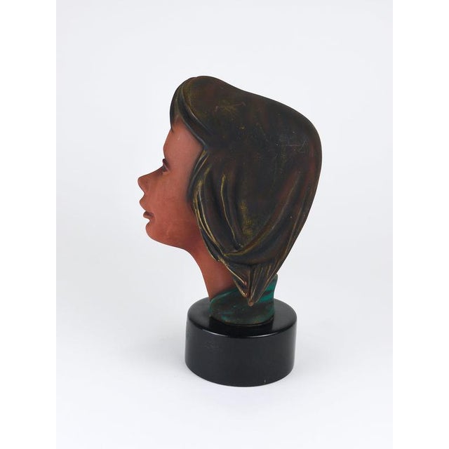 Large Mid-Century Female Bust Head of Young Woman in Terracotta, Austria, 1950s For Sale - Image 14 of 18