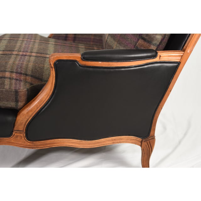 New Ralph Lauren Plaid Tartan Wool and Leather on Vintage Louis XV-Style Versailles Library Chairs - 2 Pieces For Sale - Image 10 of 18