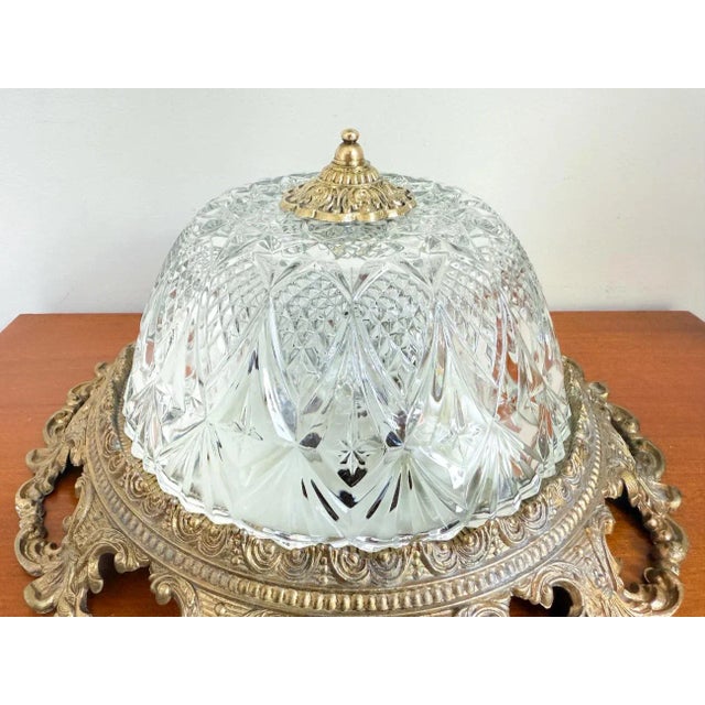 Bauhaus Vintage Ceiling Light in Brass and Cut Glass, 1960s For Sale - Image 3 of 11