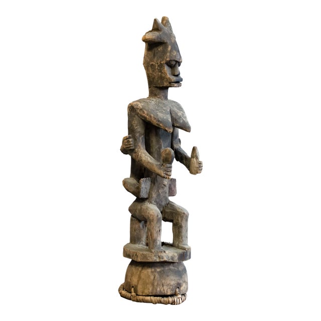 Vintage Carved Tribal Statue From Nigeria. Wood Sculpture For Sale