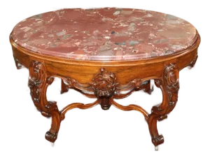 Late 19th Century American Victorian Rococo Rosewood Marble Top Center Table