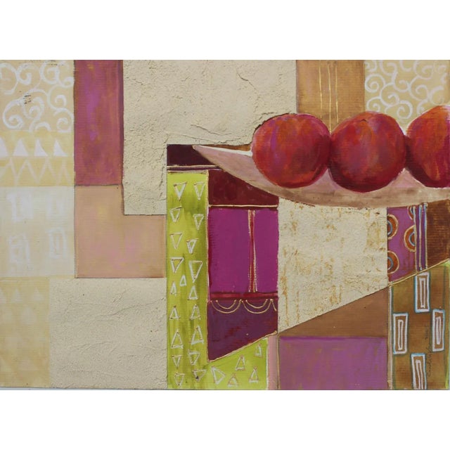 2000 - 2009 Katarzyna Zwolinska, Fruits in a Bowl, Mixed Media Painting, 2005 For Sale - Image 5 of 8