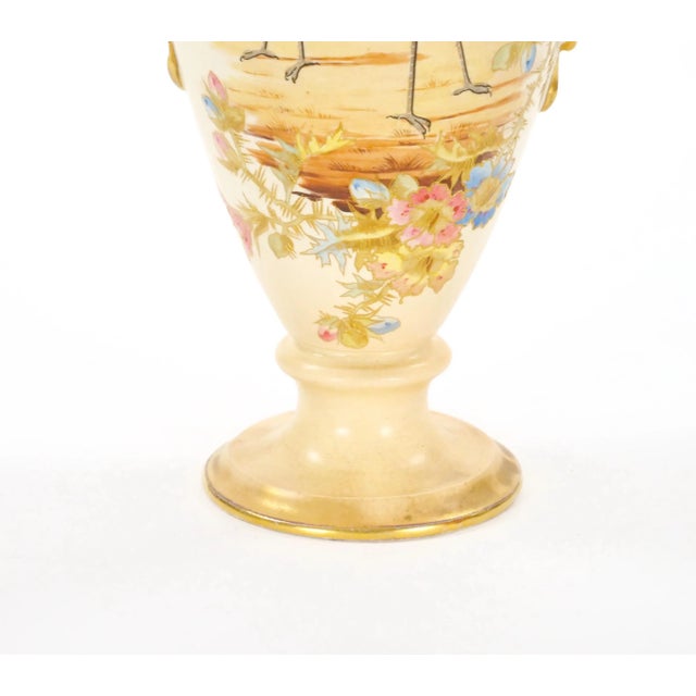 Antique German Porcelain Hand Painted / Gilt Decorative Vase For Sale - Image 4 of 12