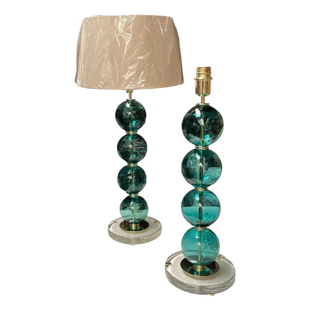 Murano Glass Lamps in the style of Gino Cenedese, 1980, Set of 2 For Sale
