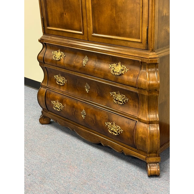 Henredon Henredon Villandry Collection Burled Walnut Bombe French Armoire For Sale - Image 4 of 12