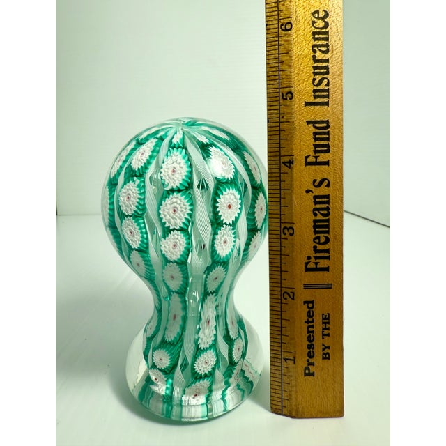 Vintage Murano Style Green and White Millefiori Paper Weight For Sale In Pittsburgh - Image 6 of 6