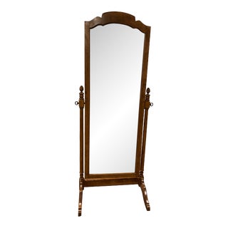 Vintage Ethan Allen Full Length Maple Cheval Floor Mirror For Sale
