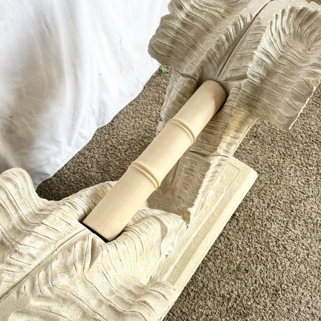Serge Roche Style Plaster Banana Leaf Glass Top Console Table For Sale In Miami - Image 6 of 9