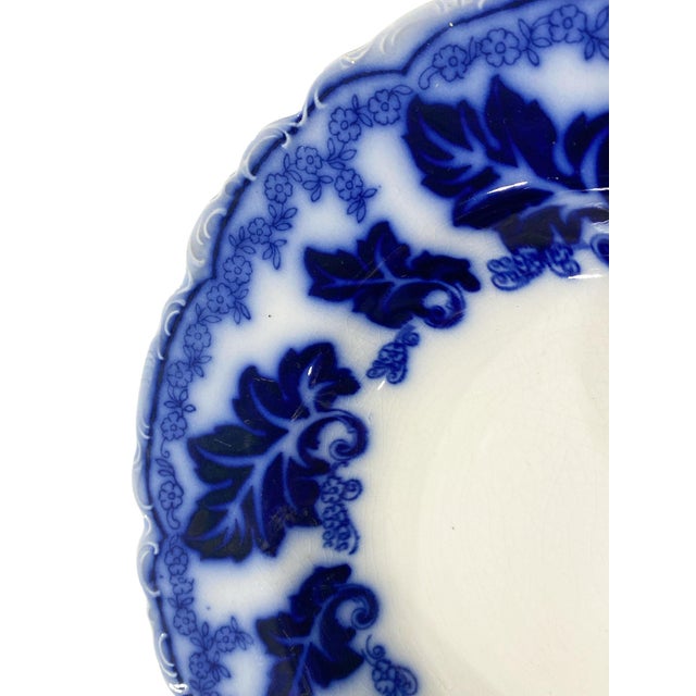 Ceramic Vintage Johnson Brothers Flow Blue Normandy Decorative Soup Plate 9" For Sale - Image 7 of 9
