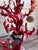 Wunderkammer-Style High-Quality Faux Red Coral Decorative Sculpture With Antique Pendants Handpainted Vase & Marble Base For Sale - Image 10 of 17