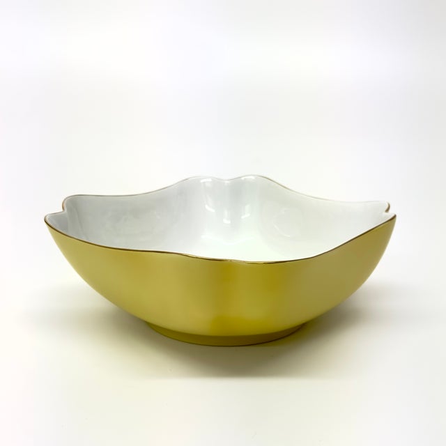 Yellow Decorative Lemon Yellow & White Serving Bowl Curation - Group of 3 For Sale - Image 8 of 11