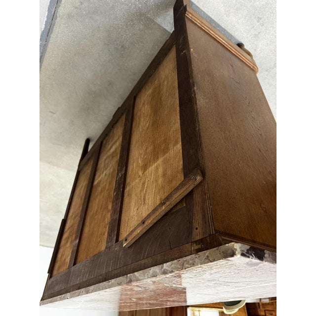 Wood Art Deco Buffet in Oak and Royal Red Marble, 1920s For Sale - Image 7 of 14