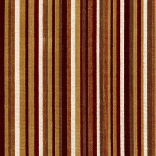 Sample - Schumacher Syncopated Velvet Stripe Fabric in Bronze/Wine For Sale