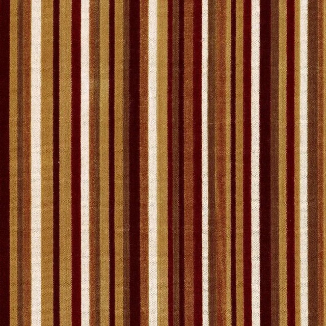Sample - Schumacher Syncopated Velvet Stripe Fabric in Bronze/Wine For Sale