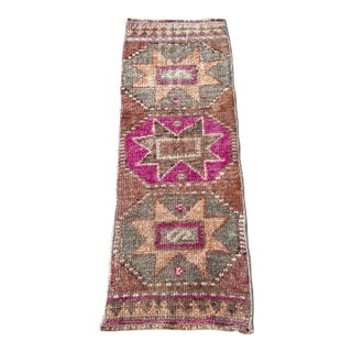 1960s Turkish Miniature Distressed Rug - 1’1x3’ For Sale