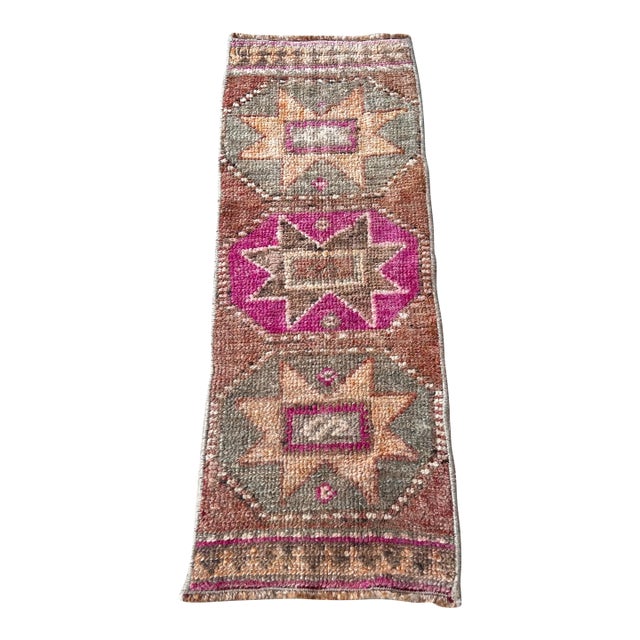 1960s Turkish Miniature Distressed Rug - 1’1x3’ For Sale