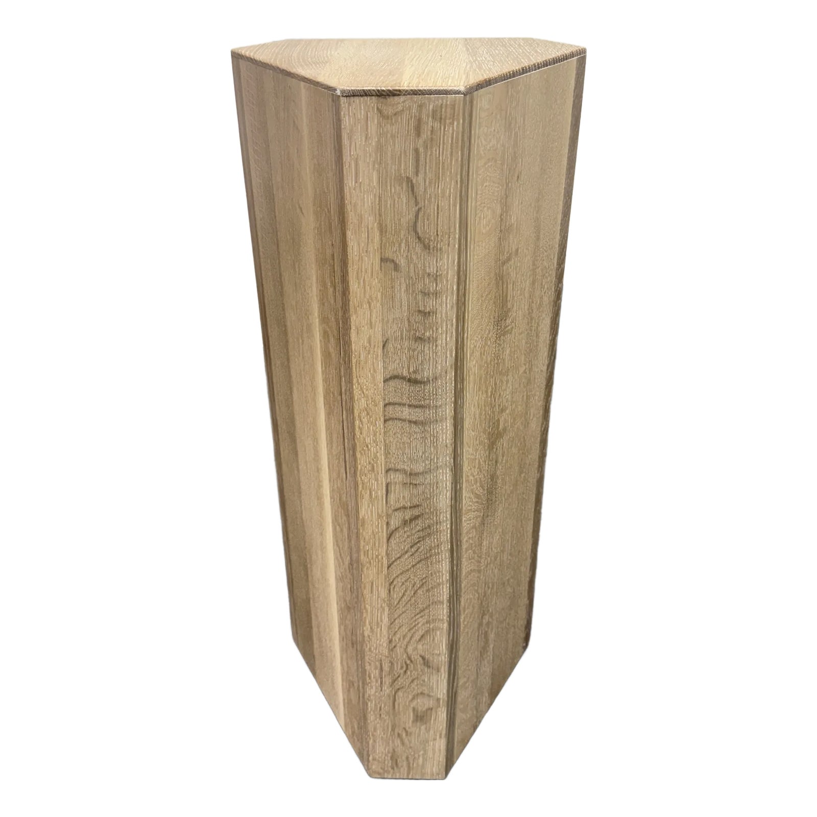 Custom Design White Cerused Oak Wood Plinth | Chairish