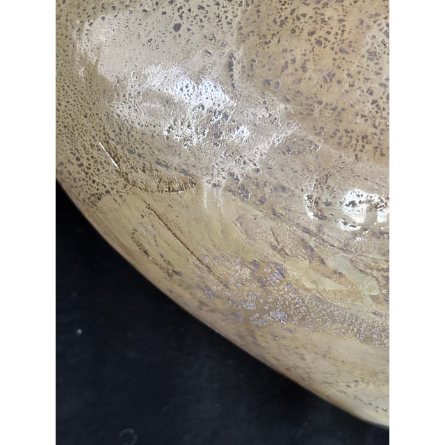 1980s Charlie Meaker Art Glass Large Gold/Copper Luster ‘Torpedo’ Oblong Vase For Sale - Image 9 of 12