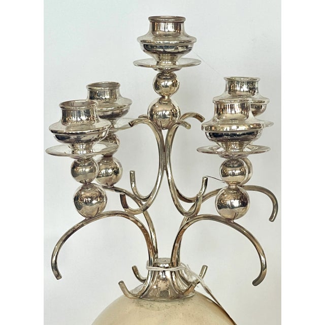 Silver English Silver Ostrich Eggs Candelabras, Attributed to Anthony Redmile For Sale - Image 8 of 12