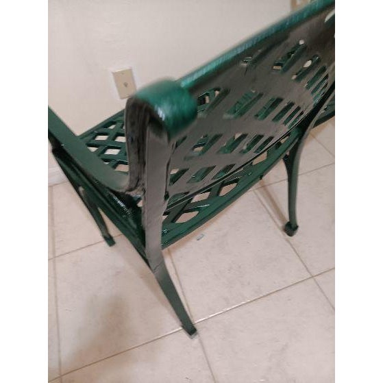 Vintage Cast Iron Patio Bench Lattice Design Green Mid Century Modern Style: Mid Century Modern Color: Green Dimensions:...