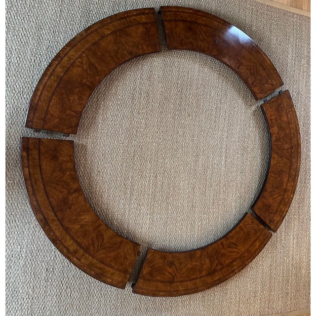 Gorgeous Theodore Alexander Essential Mahogany Flame Wood Round Extension Table- 57"round Extends to 82" Round For Sale - Image 10 of 12