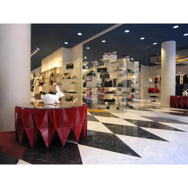 Red Colletto Round Coffee Table in Powder-Coated Aluminum & Glass Top by Altreforme For Sale - Image 8 of 11