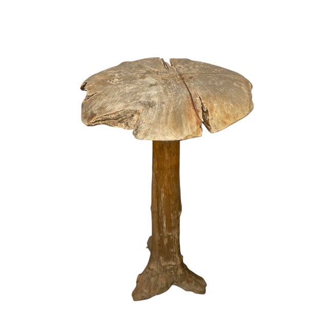Mid-Century Modern Mid-Century Hand-Carved Bleached Wood Mushroom Garden Sculpture For Sale - Image 3 of 12