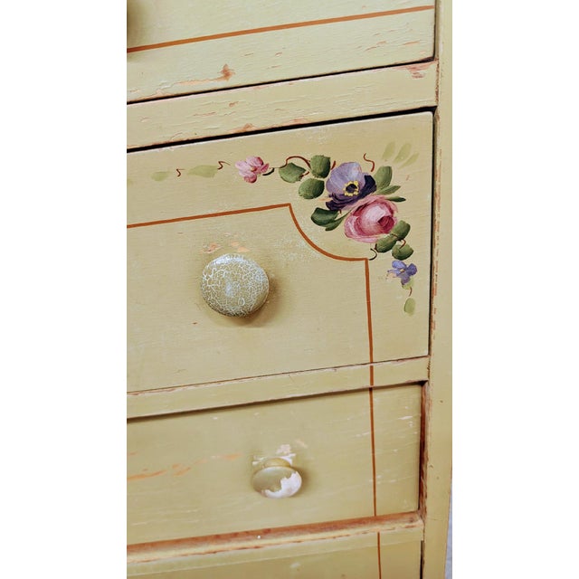 Antique Wash Rustic Dresser Hand Painted Light Green For Sale - Image 9 of 13