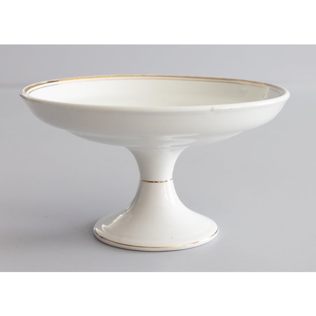 Antique Belgian White Ironstone Gilt Pedestal Compote For Sale - Image 10 of 10