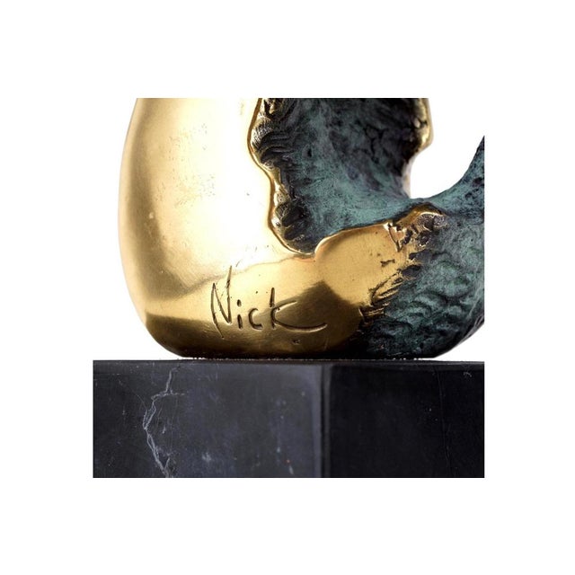 Gold Unknown, Seated Woman, 20th Century, Bronze and Marble For Sale - Image 8 of 9