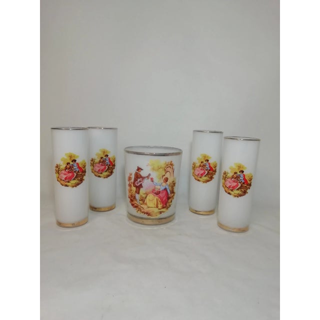 Vintage Cooler & Glasses, Set of 5 For Sale - Image 6 of 6