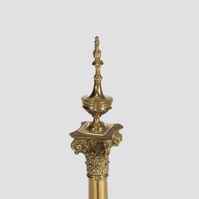 19th Century Oversized Pair of Antique French Empire Brass Fireplace Chenets 19thC For Sale - Image 5 of 7