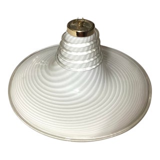 Vintage White Classic Swirl Murano Glass Hanging Lamp For Sale
