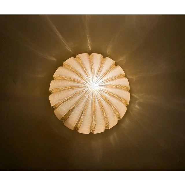 Sea Urchin Frosted Glass Wall Lights with Golden Glow, 1970s, Set of 2 For Sale - Image 3 of 18
