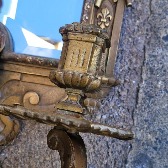 19th Century Louis XIV Bronze Wall Lights - Mirrors, Set of 2 For Sale - Image 17 of 18