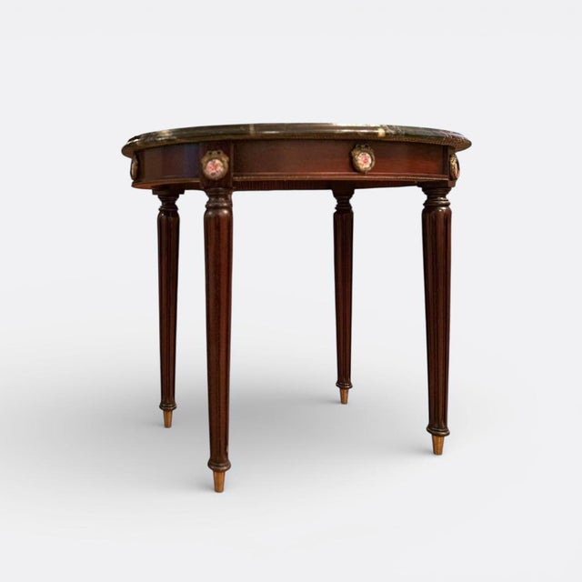 Mid-Century Modern Louis XVI Bouillotte Table with Marble Top For Sale - Image 3 of 6