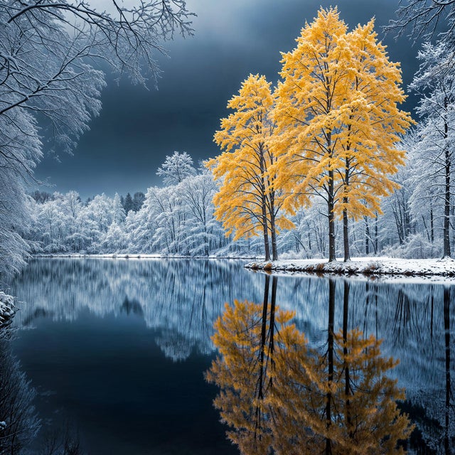 Winter Tree Reflection 3, Contemporary Landscape Photograph For Sale