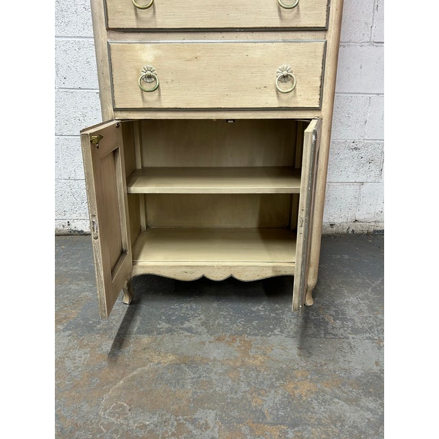Wood 1970s Mid Century French Provincial Lingerie Paint Decorated Tall Chest by Baker Furniture For Sale - Image 7 of 8