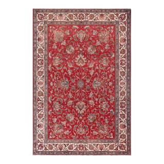 Retro Persian Tabriz Red/Beige Wool Rug - 8'1'' X 11'3'' For Sale