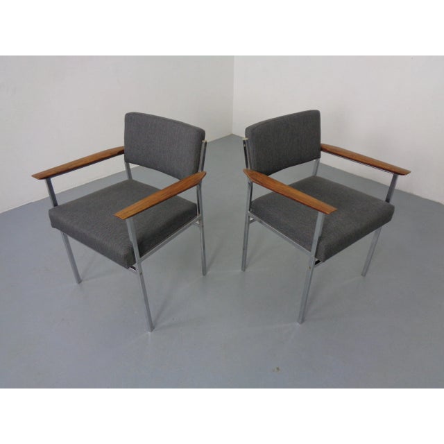 Vintage Square Tubular Tulipwood and Steel Armchairs, Germany, 1960s, Set of 2 For Sale - Image 14 of 15