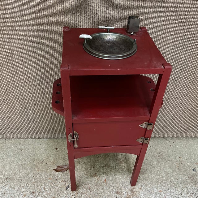 Brick Red Antique Smoking Table (1900-1940) For Sale - Image 8 of 11