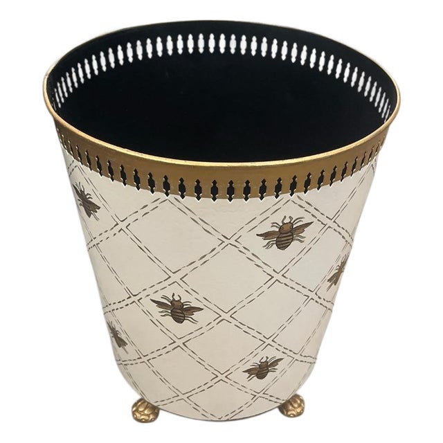 Elegant Napoleon Bee Metal Toleware Wastepaper Basket For Sale