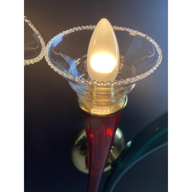 Metal Ducale Hand Blown Red and Green Murano Glass Sconce by VeArt, 1970 For Sale - Image 7 of 17
