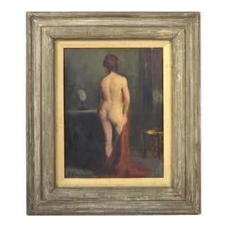 Mid 20th Century American Impressionist Nude Painting in Period Frame Signed by Rudolf Colao For Sale