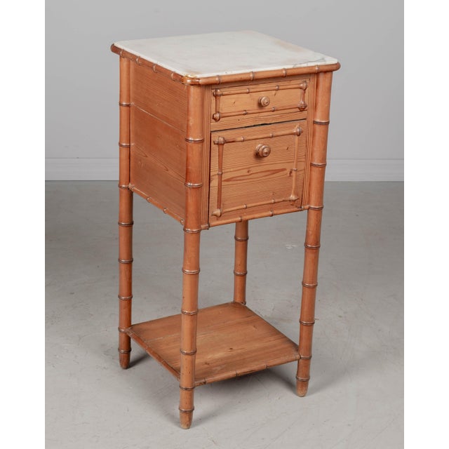French Country A 19th Century French Faux Bamboo Nightstand. For Sale - Image 3 of 8