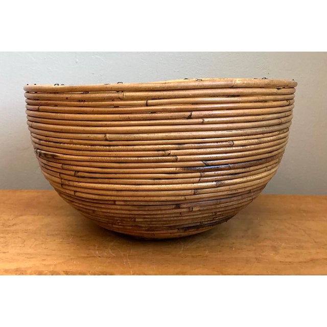 Vintage Natural Pencil Reed Decorative Bowl For Sale - Image 10 of 12
