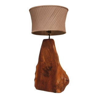 Mid Century Vintage Live Edge Wood Table Lamp For Sale