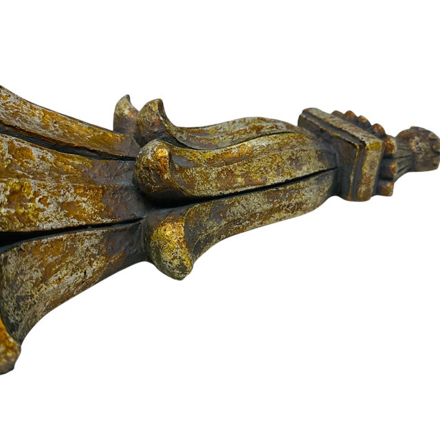 Vintage 1980s Gilded Wall Brackets Pair | Ornate Italian Style Acanthus Leaf Resin Corbels | Regency Hollywood Glam Wall Shelves Decor For Sale - Image 14 of 18