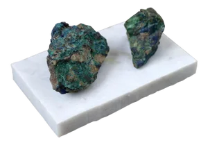 Azurite With Malachite on Marble